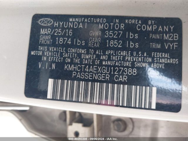 Photo 8 VIN: KMHCT4AEXGU127388 - HYUNDAI ACCENT 