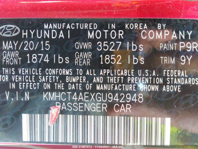 Photo 8 VIN: KMHCT4AEXGU942948 - HYUNDAI ACCENT 