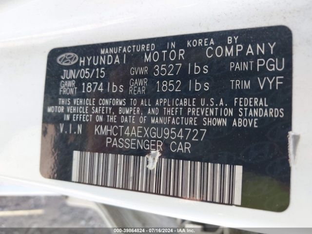 Photo 8 VIN: KMHCT4AEXGU954727 - HYUNDAI ACCENT 