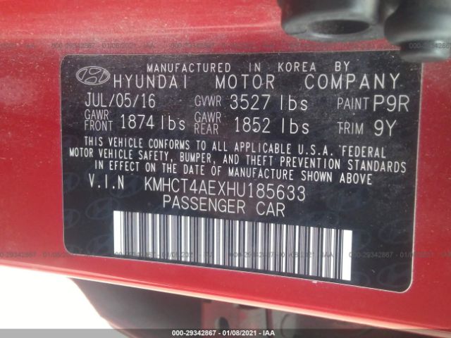 Photo 8 VIN: KMHCT4AEXHU185633 - HYUNDAI ACCENT 