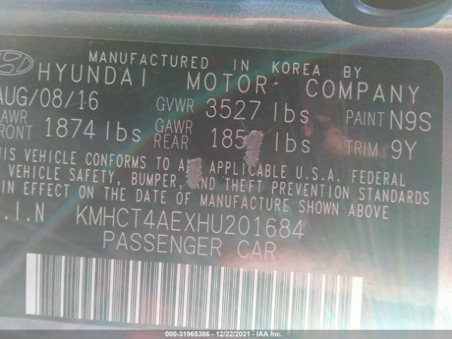 Photo 8 VIN: KMHCT4AEXHU201684 - HYUNDAI ACCENT 