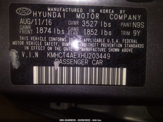 Photo 8 VIN: KMHCT4AEXHU203449 - HYUNDAI ACCENT 