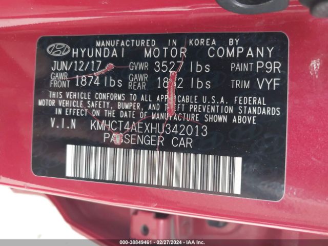 Photo 8 VIN: KMHCT4AEXHU342013 - HYUNDAI ACCENT 