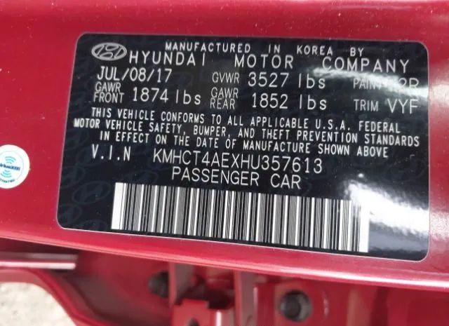 Photo 8 VIN: KMHCT4AEXHU357613 - HYUNDAI ACCENT 