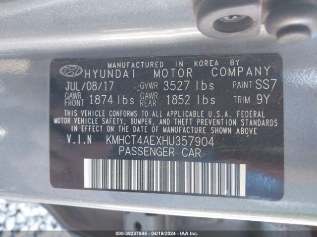 Photo 8 VIN: KMHCT4AEXHU357904 - HYUNDAI ACCENT 