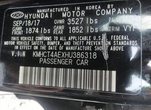 Photo 8 VIN: KMHCT4AEXHU386318 - HYUNDAI ACCENT 