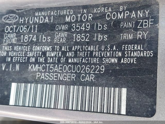 Photo 8 VIN: KMHCT5AE0CU026229 - HYUNDAI ACCENT 