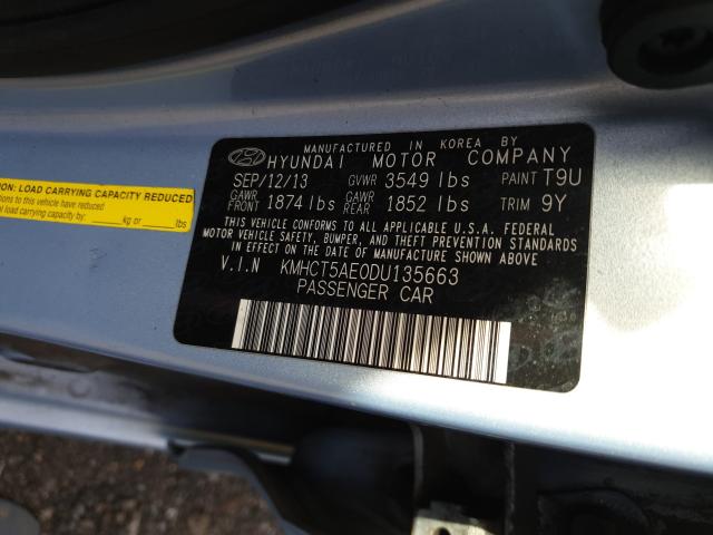 Photo 9 VIN: KMHCT5AE0DU135663 - HYUNDAI ACCENT GLS 