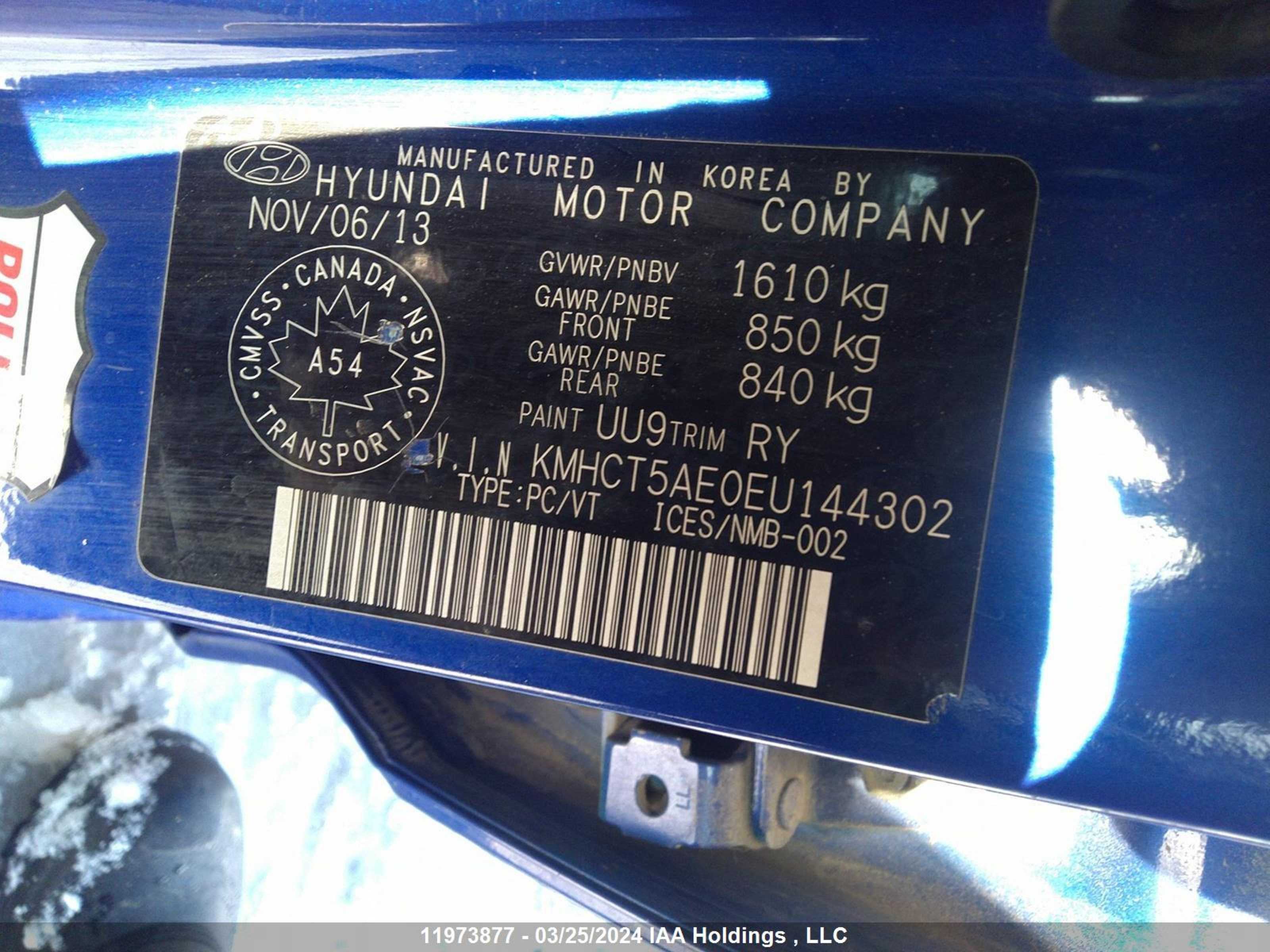 Photo 8 VIN: KMHCT5AE0EU144302 - HYUNDAI ACCENT 