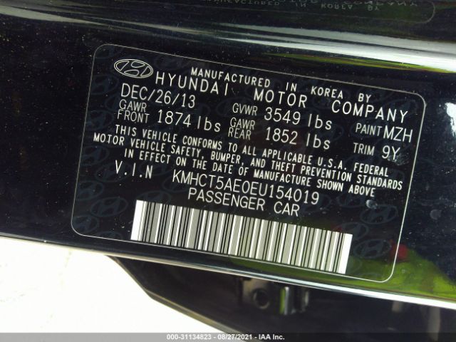 Photo 8 VIN: KMHCT5AE0EU154019 - HYUNDAI ACCENT 