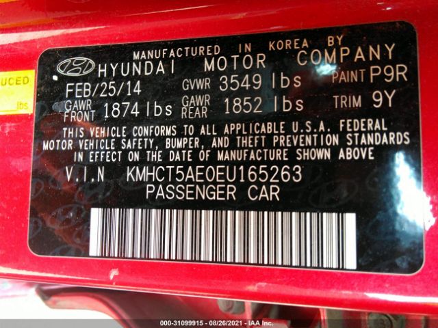 Photo 8 VIN: KMHCT5AE0EU165263 - HYUNDAI ACCENT 