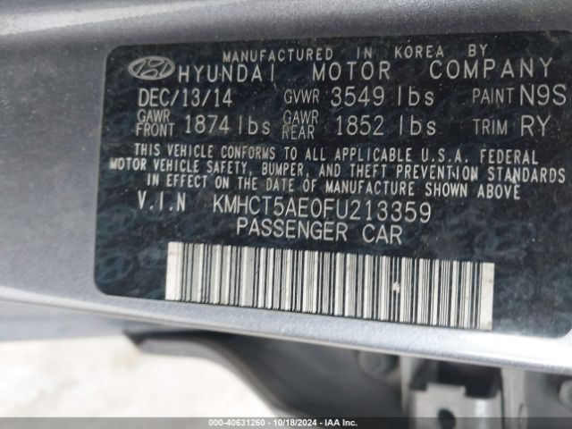 Photo 8 VIN: KMHCT5AE0FU213359 - HYUNDAI ACCENT 