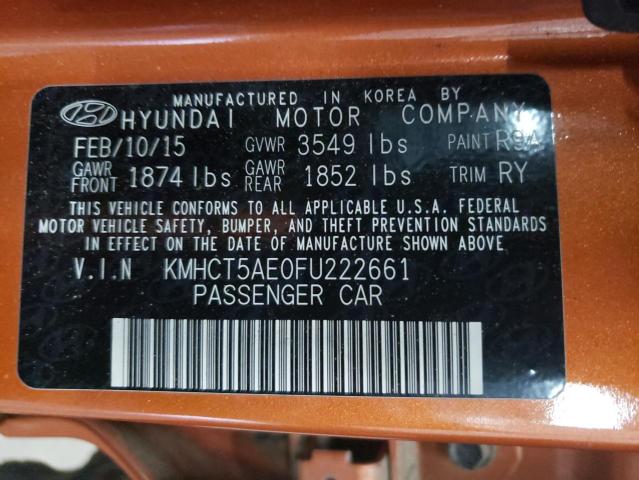 Photo 9 VIN: KMHCT5AE0FU222661 - HYUNDAI ACCENT GS 