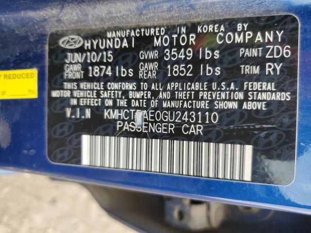 Photo 11 VIN: KMHCT5AE0GU243110 - HYUNDAI ACCENT 