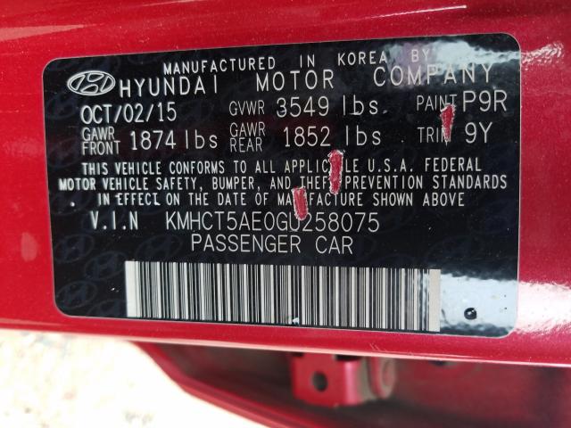 Photo 9 VIN: KMHCT5AE0GU258075 - HYUNDAI ACCENT SE 