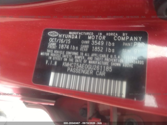 Photo 8 VIN: KMHCT5AE0GU261185 - HYUNDAI ACCENT 