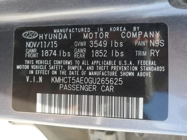 Photo 11 VIN: KMHCT5AE0GU265625 - HYUNDAI ACCENT SE 