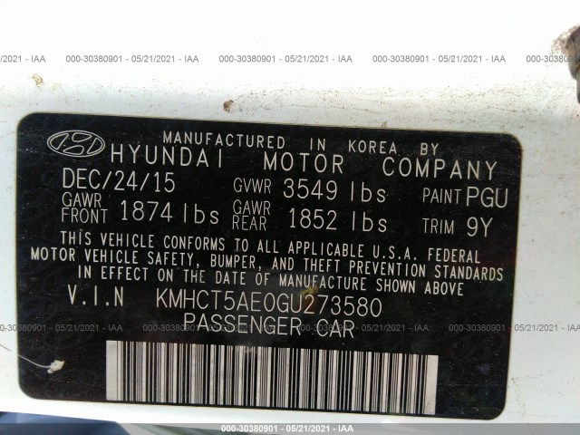 Photo 8 VIN: KMHCT5AE0GU273580 - HYUNDAI ACCENT 