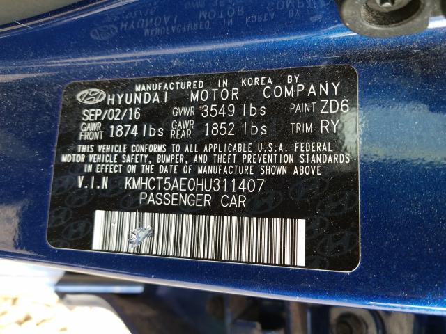 Photo 9 VIN: KMHCT5AE0HU311407 - HYUNDAI ACCENT 