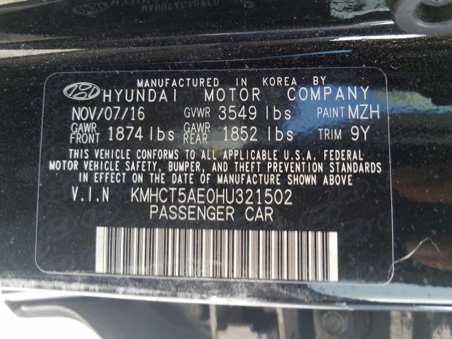 Photo 9 VIN: KMHCT5AE0HU321502 - HYUNDAI ACCENT SE 