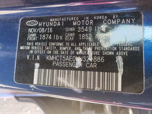 Photo 9 VIN: KMHCT5AE0HU321886 - HYUNDAI ACCENT SE 