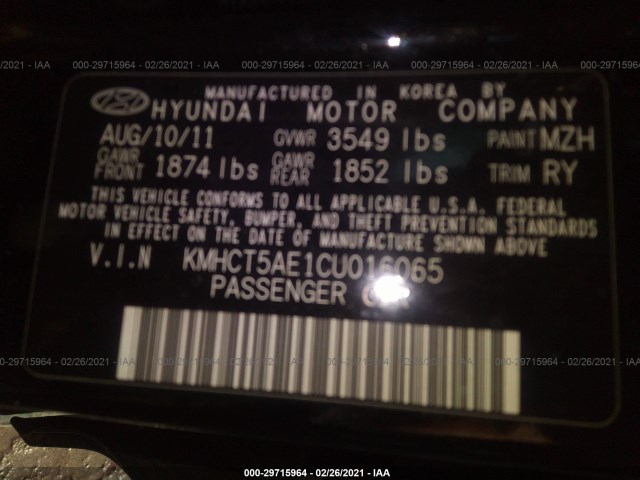 Photo 8 VIN: KMHCT5AE1CU016065 - HYUNDAI ACCENT 