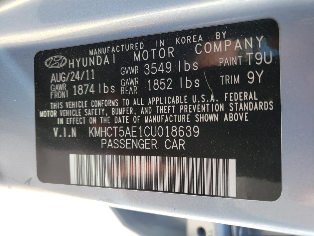 Photo 9 VIN: KMHCT5AE1CU018639 - HYUNDAI ACCENT GLS 