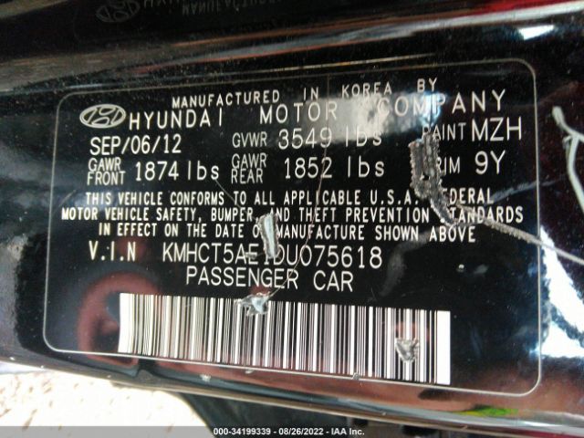 Photo 8 VIN: KMHCT5AE1DU075618 - HYUNDAI ACCENT 