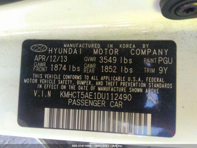 Photo 8 VIN: KMHCT5AE1DU112490 - HYUNDAI ACCENT 