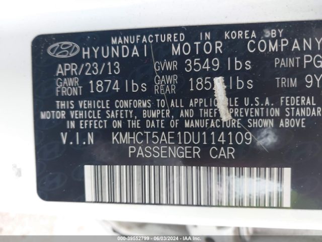 Photo 8 VIN: KMHCT5AE1DU114109 - HYUNDAI ACCENT 