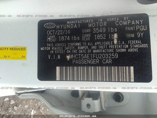 Photo 8 VIN: KMHCT5AE1FU203259 - HYUNDAI ACCENT 