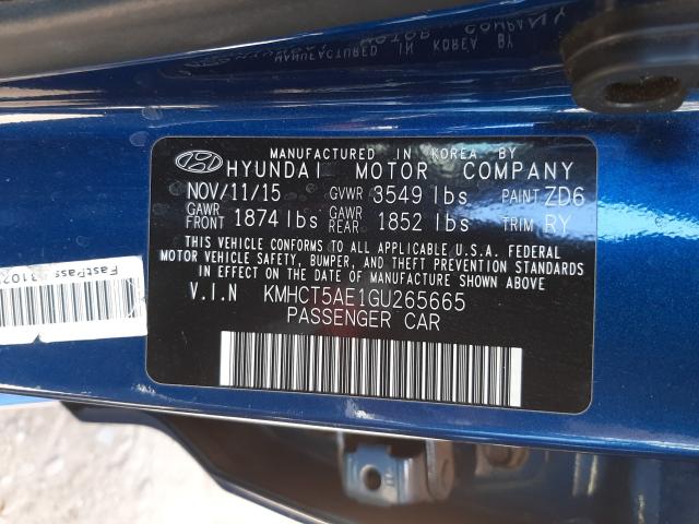 Photo 9 VIN: KMHCT5AE1GU265665 - HYUNDAI ACCENT SE 