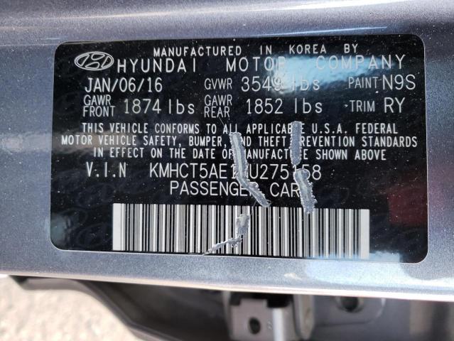 Photo 9 VIN: KMHCT5AE1GU275158 - HYUNDAI ACCENT SE 