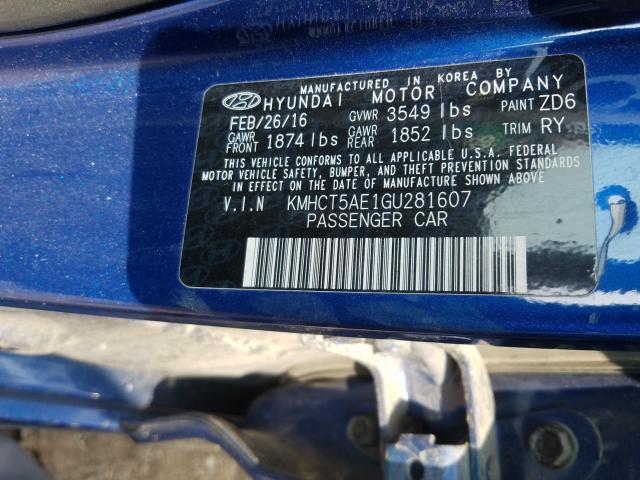 Photo 9 VIN: KMHCT5AE1GU281607 - HYUNDAI ACCENT SE 