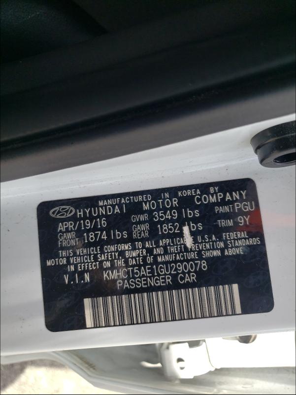 Photo 9 VIN: KMHCT5AE1GU290078 - HYUNDAI ACCENT 