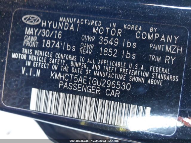 Photo 8 VIN: KMHCT5AE1GU296530 - HYUNDAI ACCENT 