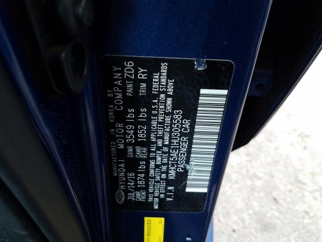 Photo 9 VIN: KMHCT5AE1HU305583 - HYUNDAI ACCENT SE 