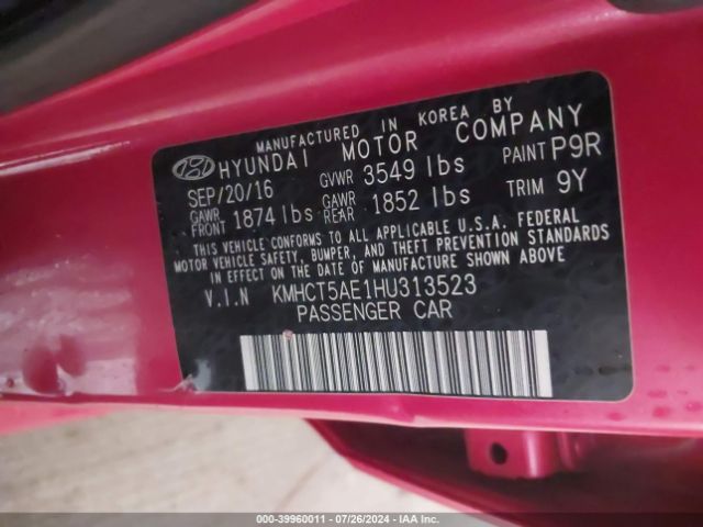 Photo 8 VIN: KMHCT5AE1HU313523 - HYUNDAI ACCENT 