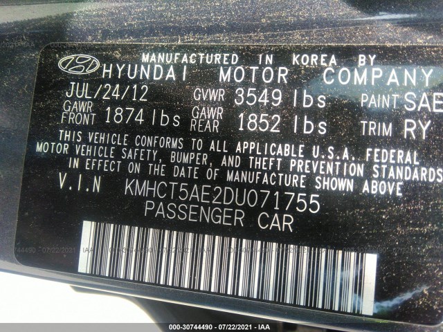 Photo 8 VIN: KMHCT5AE2DU071755 - HYUNDAI ACCENT 