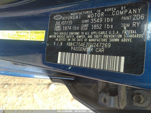 Photo 8 VIN: KMHCT5AE2GU247269 - HYUNDAI ACCENT 