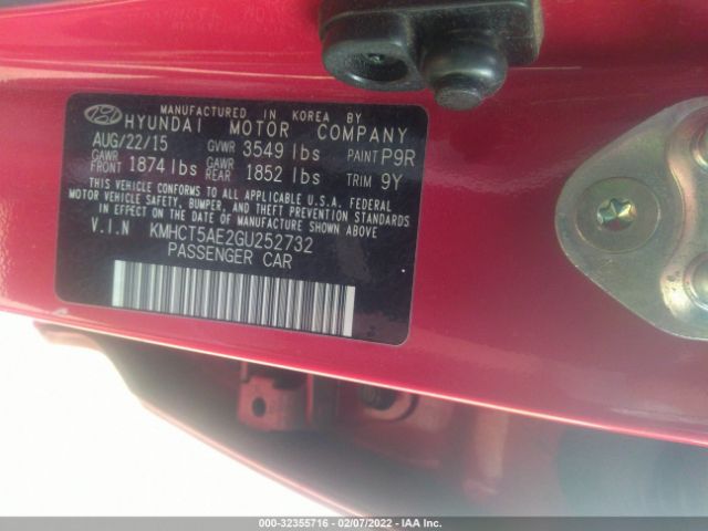 Photo 8 VIN: KMHCT5AE2GU252732 - HYUNDAI ACCENT 