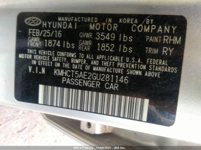 Photo 8 VIN: KMHCT5AE2GU281146 - HYUNDAI ACCENT 