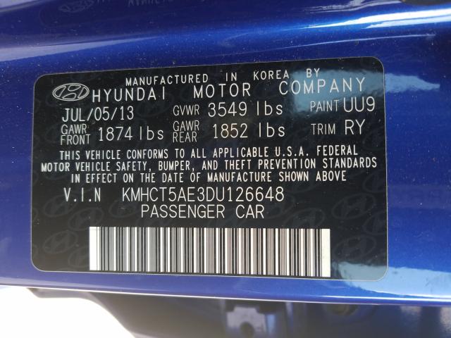 Photo 9 VIN: KMHCT5AE3DU126648 - HYUNDAI ACCENT GLS 