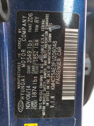 Photo 11 VIN: KMHCT5AE3FU206048 - HYUNDAI ACCENT 