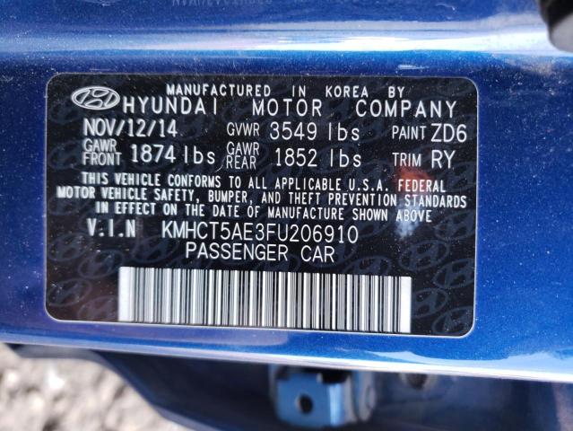 Photo 9 VIN: KMHCT5AE3FU206910 - HYUNDAI ACCENT GS 