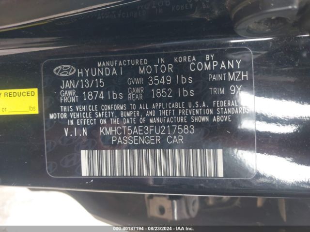 Photo 8 VIN: KMHCT5AE3FU217583 - HYUNDAI ACCENT 