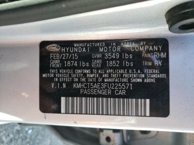 Photo 9 VIN: KMHCT5AE3FU225571 - HYUNDAI ACCENT GS 