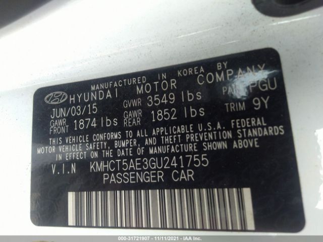 Photo 8 VIN: KMHCT5AE3GU241755 - HYUNDAI ACCENT 