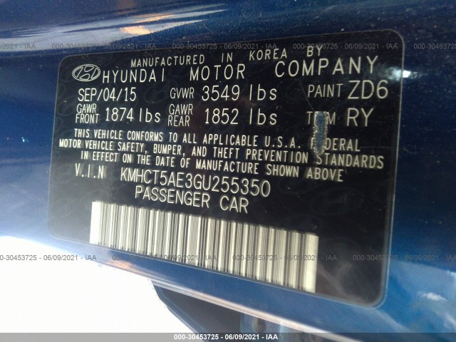 Photo 8 VIN: KMHCT5AE3GU255350 - HYUNDAI ACCENT 