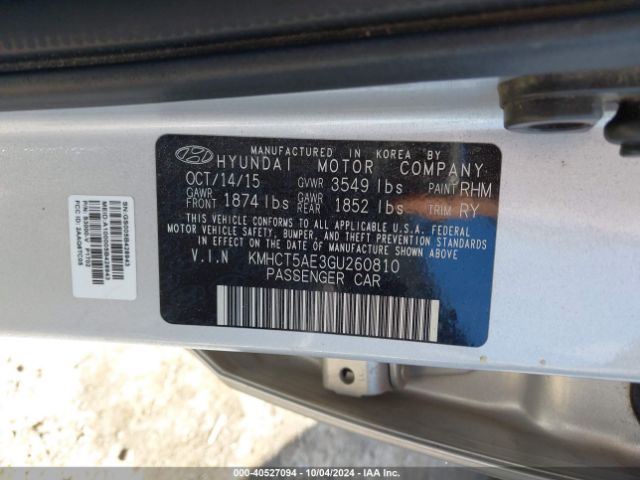 Photo 8 VIN: KMHCT5AE3GU260810 - HYUNDAI ACCENT 